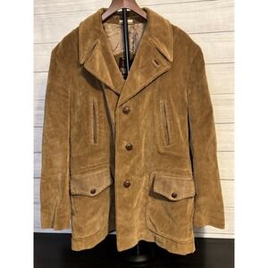 Europe Craft Vintage Corduroy Coat Jacket L44 Brown Lined Made In Yugoslavia